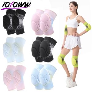 2PCS Sports Compression Elbow Knee Pads Elastic Knee Protector Thickened Sponge Knee Brace Support for Dancing Workout Training
