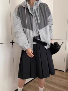 Fashionable Dual Zipper Hooded Womens Jacket Spring Autumn New Korean Style Sunscreen Windbreaker Thin Outerwear Coat