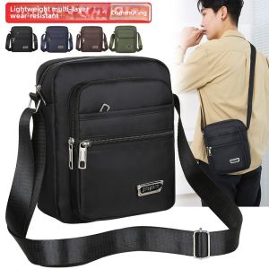 Waterproof Oxford Cloth Mens Crossbody Bag Single Shoulder Business Bag Multi-layer Pocket Money Collection Bag Casual Style