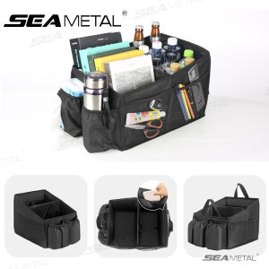 SEAMETAL Large Capacity Collapsible Car Seat Organizer with Multiple Compartments Auto Trunk Cargo Storage Box Interior Supplies