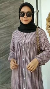 Dress Austi Full Kancing Aktif Bahan Rayon Premium Model Motif Terbaru