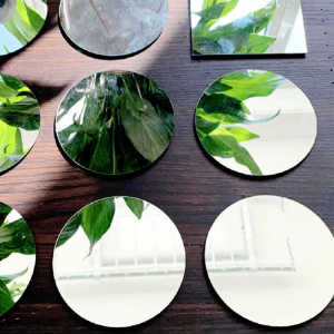 Small round Acrylic Mirror Mono-Sheet Tape Support DIY Handheld Convenient Carry-on Cosmetic Mirror Reflector