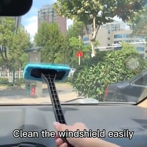 (REWASHABLE MICROFIBRE) WJS Easy Reach Car Windshield Cleaner Fog Glass Wiper 180° Pivot Wiper Stick Anti-Fog Window Cleaning Tool Car Dashboard Wiper Glass Wiper Household Glass Wiper Microfiber Cloth Pembersih Cermin Kereta Lap Kabus Cermin Kereta