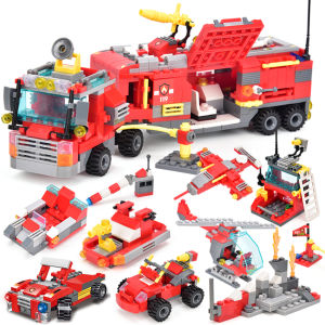 Building Blocks Fire Truck/Police/SWAT/Navy/Truck Helicopter/Warship Military Sets Educational Toys