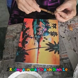 Tranh sơn mài Thanh Bình Lê- ĐỒNG QUÊ VIỆT NAM  size 30x30 cm thích hợp trang trí làm quà tặng...