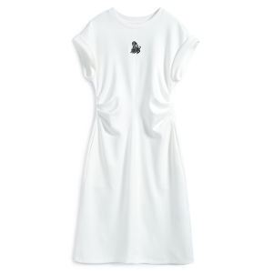 MIUCO Minimalist T-Shirt Dress with Butterfly Knot Pattern round Neck Short Sleeve plus Size One Piece Summer Midi Dress