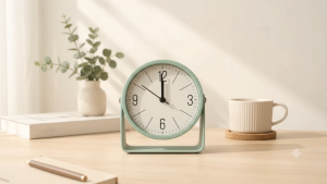 Modern Minimalist Silent Desk Clock | Nordic Style 360° Rotating Table Clock for Home & Office