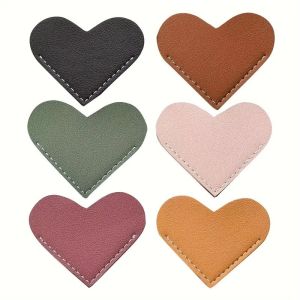 6pcs Leather Heart Bookmarks Cute Corner Page Book Marks for Teachers Students Book Reading Lovers for School Office Supplies