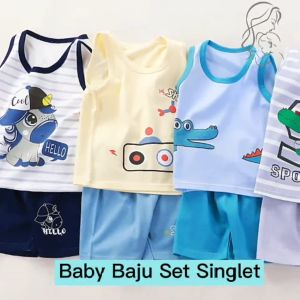 Budak Singlet Set Kanak Fashion Baby Cute Vest Suits 2pcs Set Cartoon Two-Piece Murah Kualiti Perfect for Everyday Wear and Playtime From 3 month to 4 Years Old I