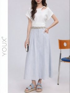 YOUXIANG | Chân Váy Xòe A-line Cao Waist Giấu Mông Thon Gọn Midi