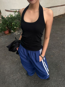 Gogo Burn American Style Black U-Neck Spicy Girl Camisole Womens New 2025 Base Layer Vest Top Street Style Slim Fit