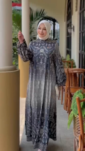 MDLY Baju gamis wanita muslim/Gamis Motif Etnik Modern Printing/Misyera Dress by MDLY