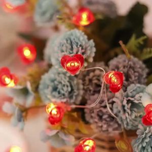 20/ 30 LED Red Heart Shaped String Lights Valentines Day Heart String Lights Christmas Mothers Day Romantic Heart Fairy Lights