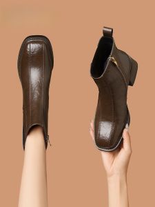 Red Dragonfly Chelsea Boots Womens Autumn Winter Fleece Lined High Heel Shoes Comfortable Short Booties for Ladies