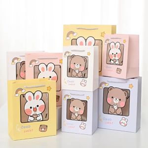 Túi Quà Tặng Túi Giấy Túi Mica Trong Suốt Hình Thỏ Gấu Dễ Thương