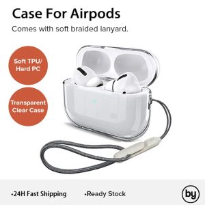 Clear Soft TPU Case for 2024 Airpods 4 3 2 1 Pro Pro2 Shockproof Transparent Protective Cover with Strap for Apple Airpods Charging Earphone Accessories