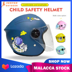 Kids Helmet Cartoons Keledar Kanak Children Safety Buckle Helmet Sunshade Adjustable Outdoor Helmet Bicycle Motorcycle With Visor Scooter Helmet