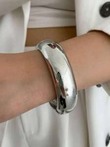 Ingemark 3 Styles Hip Hop Thick Resin Acrylic Bangles for Women on Hand New Trend Punk Spring Metal Bracelets Steampunk Jewelry