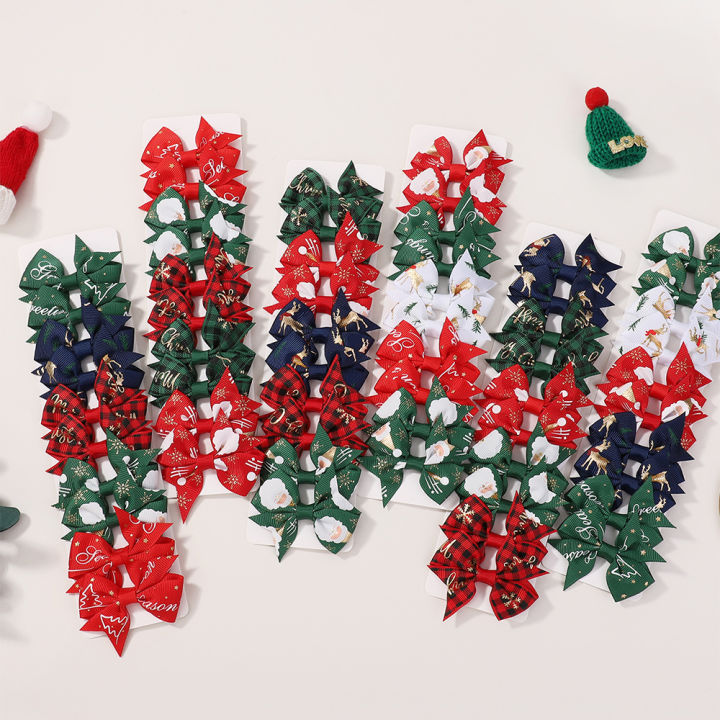 10/20Pcs%20Christmas%20Snowman%20Santa%20Claus%20Bows%20Hair%20Clips%20Baby%20Girls%20Ribbon%20Bowknot%20Hairpin%20Kids%20Headwear%20Supplies%20Hair%20Accessories%20-%20Image%202