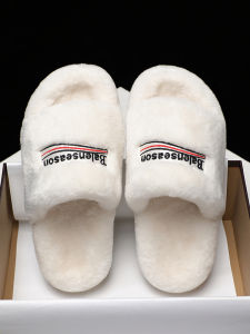 Paris Home Mens Woolen Slippers Thickened Soft Bottom Anti-Slip Winter Warm Casual Slip-On Shoes Indoor Outdoor Wear