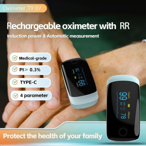 Pulse Finger Oximeter with Respiratory Rate Rechargeable USB Blood Oxygen Level Accurate Oxymeter for Baby Kids Adults