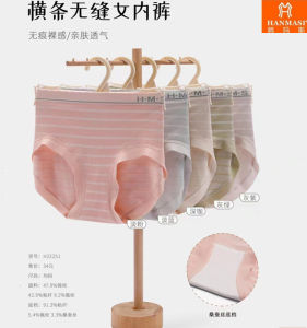 Korean Style Womens Underwear Breathable Silk Crotch Striped Triangle Shorts Seamless Comfortable Nylon Panties H22251