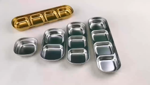 Stainless Steel Sauce Dishes Multi Grid Sauce Plate Korean samgyupsal Sauce Dish Seasoning Dish