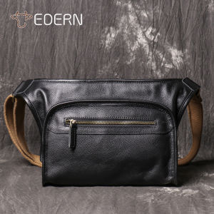 EDERN ใหม่กระเป๋าสะพายไหล่หนังแท้ผู้ชายกระเป๋าสะพายข้างหนังวัวนุ่มกระเป๋า iPad ความจุขนาดใหญ่กระเป๋าแมสเซนเจอร์แฟชั่นลำลองสำหรับบุรุษกระเป๋าสลิง