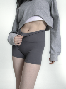 Spring Summer Ultra Short Fleece Yoga Pants Womens Fitness Sporty Bottoms High Waist Stretchy Three-quarter Length Tights