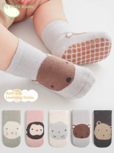 Anti-Slip Cool Comfort Mid-Calf Floor Socks for Babies And Toddlers Boys Girls Cartoon Design Learning to Walk Socks