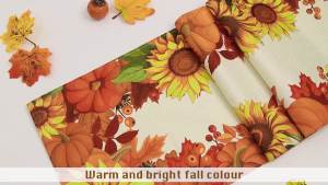 Sunflower Fall Table Runner 13x72 Inches Pumpkin Linen Seasonal Table Runner for Dining Table Thanksgiving Fall Decorations for Home (Orange Yellow)