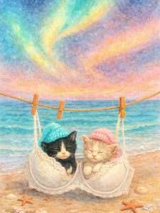 Huacan Full Diamond Painting Underwear Double Kitten Diamond Mosaic Animal Landscape Complete Kit Home Decoration Craft Kit