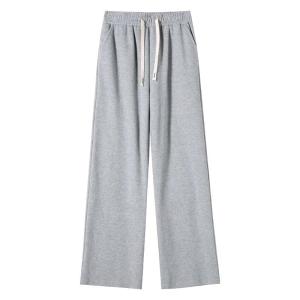 JIANGLU | Quần ống rộng cạp cao cho nữ cỡ lớn dáng rộng dài đến sàn quần thể thao thường ngày mùa thu đông cotton thoải mái