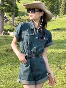 Summer Western Cowboy Style Dress Pants Womens Travel Clothing Sweet And Spicy Style Prairie Wind Skirt High Waist A-Line Short Dress