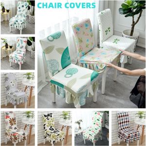 Skirt Printed Chair Cover Spandex Stretch Chair Covers for Dining Room Kitchen Banquet Home Decor Seat Slipcover