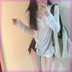 Y2K Jazz Style Long Sleeve T-Shirt Womens Loose Casual Dance Base Shirt Lazy Style Arc Hem round Neck Other Material 100%