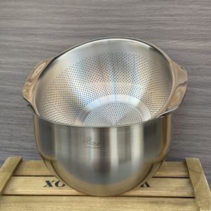 Viles 18/10 Stainless Steel Drain Basket Two-Piece Set Kitchen Vegetable Basket Fruit Drain Basket Sink Strainer 26cm
