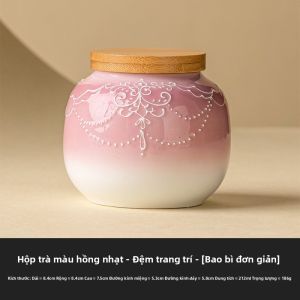 JISU | Hũ Đựng Trà Sứ Màu Hồng Chống Ẩm