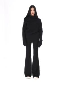 withmin | Đồ Knitwear Đen Rộng Rãi và Linh Hoạt Ấm Áp