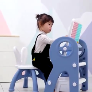 Yowxii 3-in-1 Rotating Kids Activity Table Building Blocks Drawing Board with Stool & Bricks Storage