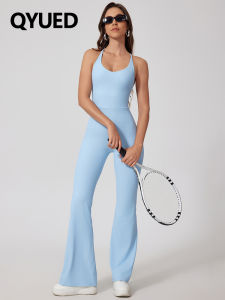 QYUED | Breathable Hollow Lace-up Back Yoga Jumpsuit with Bra Pad