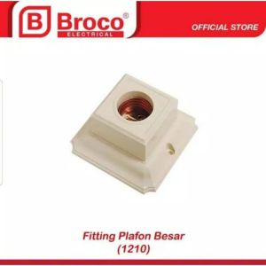 Grosir 12 pcs Fitting Plafon Broco Segi Besar Cream (1210) Ceiling Lamp Holder SNI