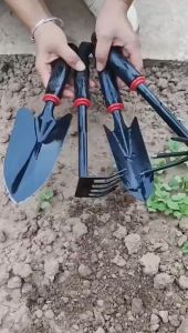 Bộ dụng cụ làm vườn cào cuốc xẻng đa năng Bằng Thép Sơn Tĩnh Điện Tay Cầm Cao Su Chống Trượt