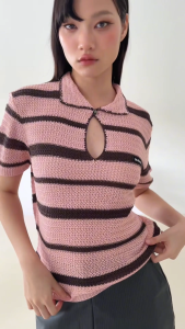 maison KEEPS | Sana Knitted Top | เสื้อไหมพรม แขนสั้น แต่งกระดุมโลโก้