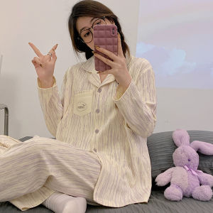 Pure Cotton Maternity Nightgown Summer Thin Model Postpartum Sweat Absorbent Nursing Mother Feeding Sleepwear Autumn Winter Set
