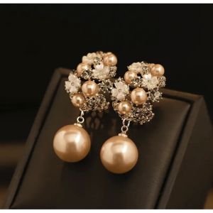 Bông Tai Ngọc Trai Hình Chùm Hoa Kim Bạc S925 Phong Cách Cung Điện Pháp Bông Tai Thả Cô Gái Hợp Thời Trang Mới Cho Nữ Trang Sức