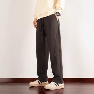 plus Size Mens Fleece Lined Casual Pants Loose Fit Straight Leg Wide Leg Autumn Winter Style Fashionable Streetwear