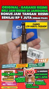 CASIO ORIGINAL - CASIO LTP-V007L-7E2UDF - New - WOMEN - Silver Brown - Leather - Jam dunia JD18ST # Jam Tangan Wanita Cewek Anti Air Digital Analog + CASIO LTP V007L 7E LTP-V007L V 007 L LTPV007 LTP-V007 LTPV007L LTP-007 LTP-V007L-7E V007 $ WR0 STK KC7