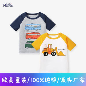 Áo Thun Cotton Trẻ Em Tay Ngắn Mùa Hè Little Maven Cổ Tròn in Họa Tiết Hoạt Hình Áo Thun Nam Trẻ Em Thoáng Khí Thoải Mái