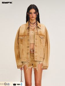 SMFK | Crucifix Flame Distressed Denim Jacket